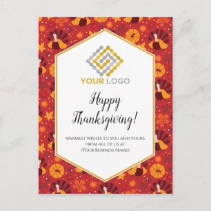 Thanksgiving Turkeys Logo Business Postcard