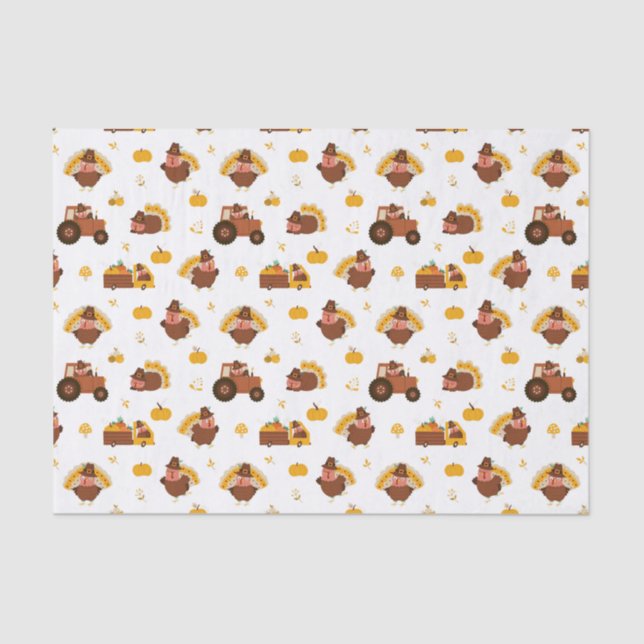 Thanksgiving Turkeys Tissue Paper (Front)