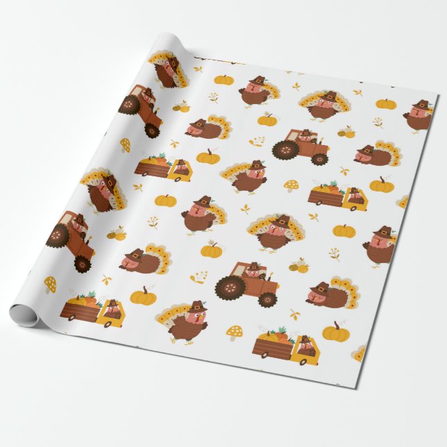 Thanksgiving Turkeys Wrapping Paper (Unrolled)