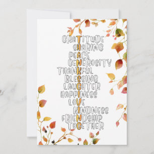 Thanksgiving Typography of Gratitude and Joy  Holiday Card