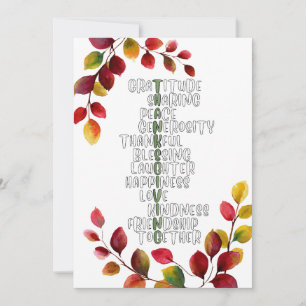 Thanksgiving Typography of Gratitude and Joy Holiday Card