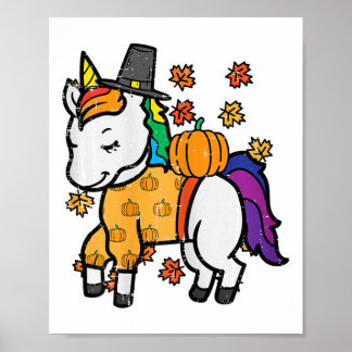Thanksgiving Unicorn Cute Fall Girls Kids Toddler  Poster