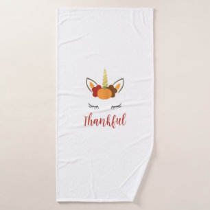 Thanksgiving Unicorn Family Outfit Bath Towel
