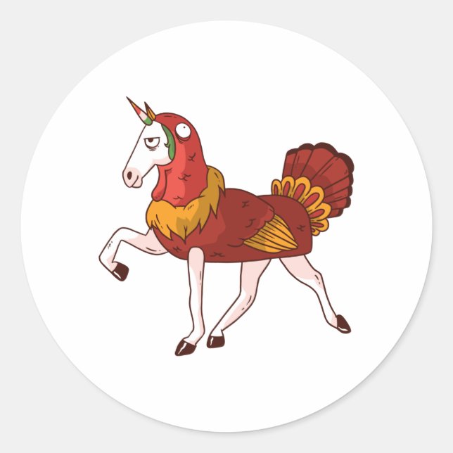Thanksgiving Unicorn Turkey Outfit Gift Classic Round Sticker (Front)