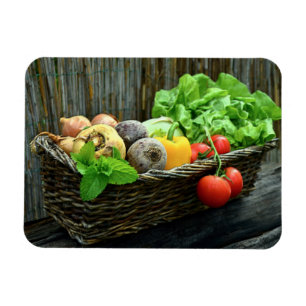 Thanksgiving Vegetable Harvest in a Basket Magnet