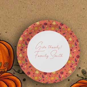 Thanksgiving  vegetables pattern orange custom paper plate