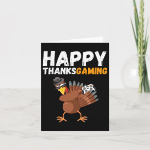 Thanksgiving Video Game Dabbing Turkey Pilgrim Boy Card