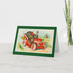 thanksgiving-vintage-2-turkeys-driving-old-car holiday card