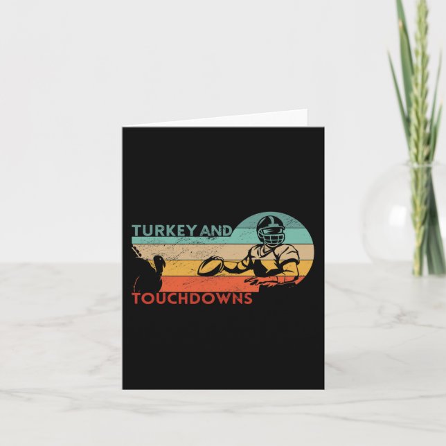 Thanksgiving Vintage Retro Turkey and Touchdowns F Card (Front)