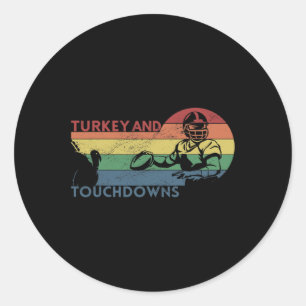 Thanksgiving Vintage Retro Turkey and Touchdowns F Classic Round Sticker