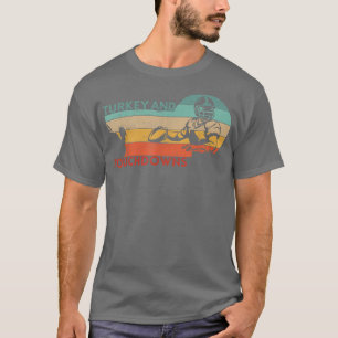 Thanksgiving Vintage Retro Turkey and Touchdowns F T-Shirt