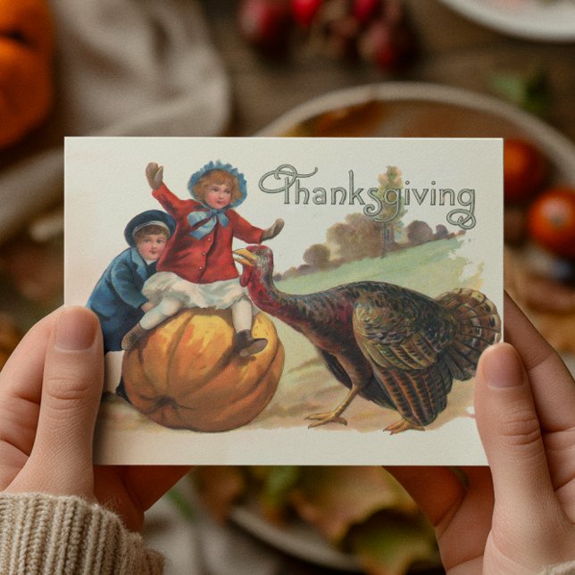 Thanksgiving Vintage Turkey Pumpkin Card (Creator Uploaded)
