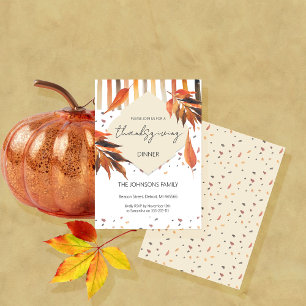 Thanksgiving Watercolor Autumn Pastel Leaves Invitation