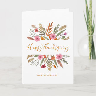 THANKSGIVING WATERCOLOR FALL FOLIAGE GREETING CARD