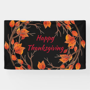 Thanksgiving Watercolor Fall Leaves Banner