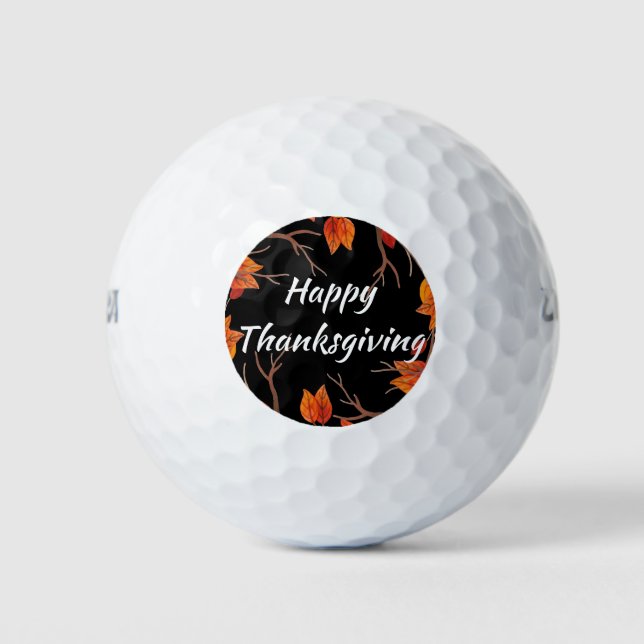 Thanksgiving Watercolor Fall Leaves Golf Balls (Front)