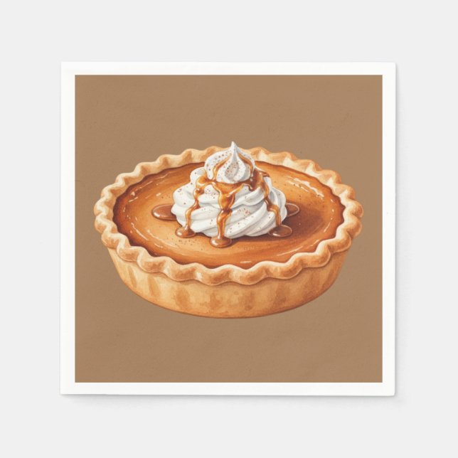 Thanksgiving Watercolor Fall Pumpkin Pie Napkin (Front)