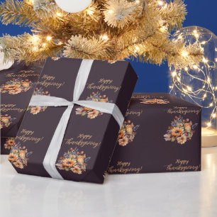 Thanksgiving-Watercolor Flowers- Wrapping Paper