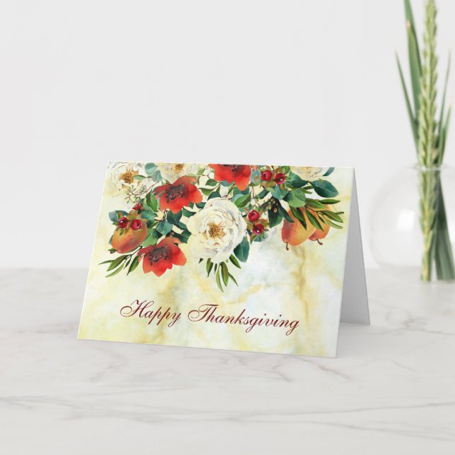 Thanksgiving Watercolor Garden Greeting Card (Front)