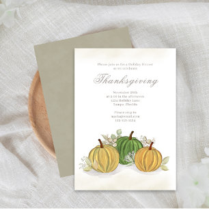 Thanksgiving Watercolor Gourds Custom Invitation