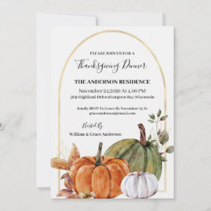Thanksgiving Watercolor Pumpkin Invitation