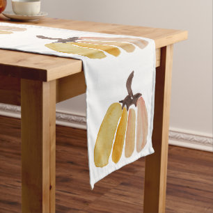 Thanksgiving Watercolor Pumpkins Long Table Runner