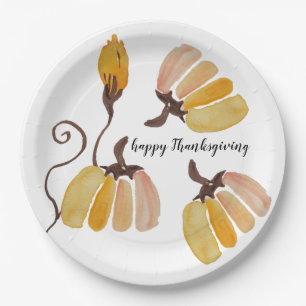 Thanksgiving Watercolor Pumpkins Paper Plate