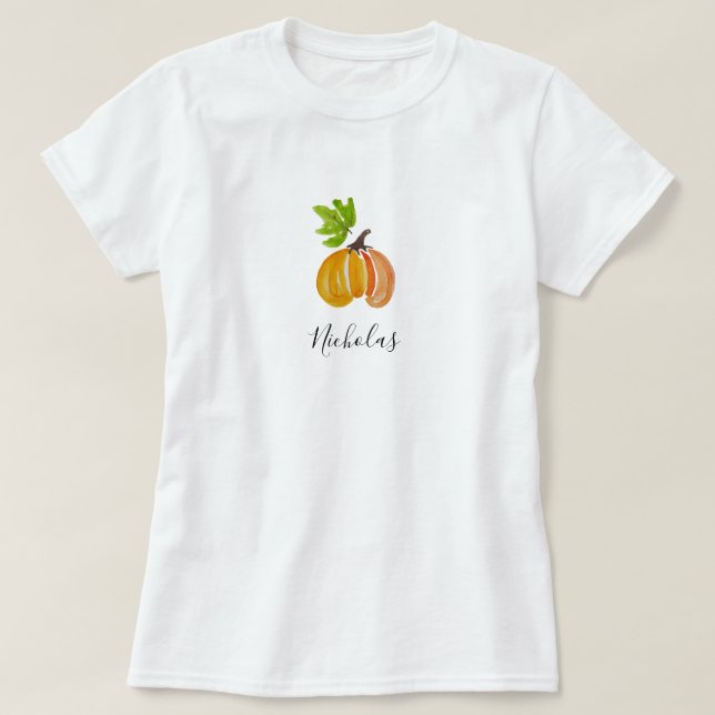Thanksgiving Watercolor Pumpkins Personalised T-Shirt (Design Front)