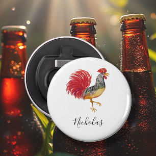 Thanksgiving Watercolor Rooster Personalised Bottle Opener