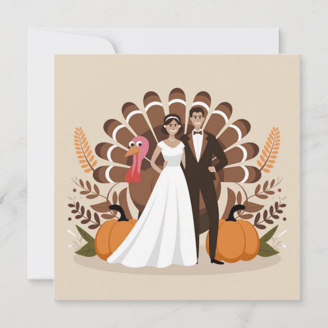Thanksgiving Wedding Illustration Autumn Harvest Invitation (Front)