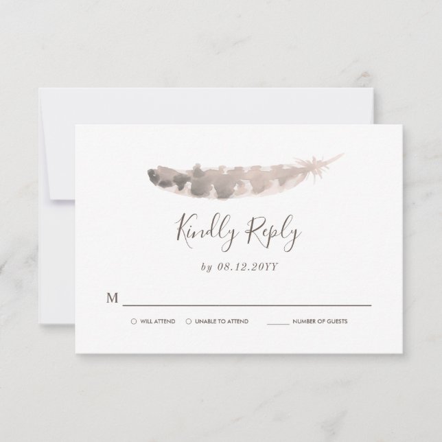 Thanksgiving Weekend Wedding | Turkey Feather RSVP Card (Front)