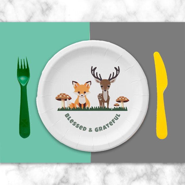 Thanksgiving Whimsical Woodlands Custom Message Paper Plate (Creator Uploaded)