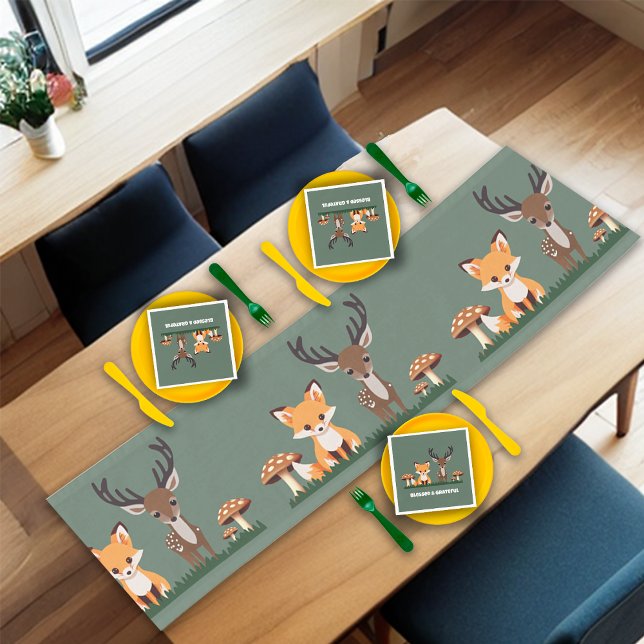 Thanksgiving Whimsical Woodlands Kids Dining Short Table Runner (Creator Uploaded)