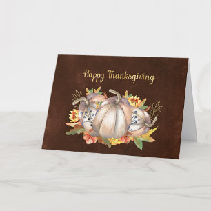 Thanksgiving White Pumpkins Floral Holiday Card