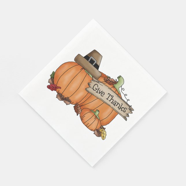 Thanksgiving/White Standard Luncheon Napkin (Corner)