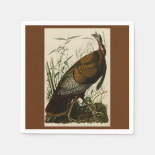 Thanksgiving Wild Turkey John Audubon Brown Napkin