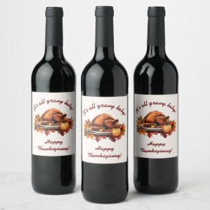 Thanksgiving Wine Bottle Labels