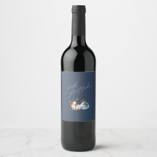 Thanksgiving Wine Label, Floral, Pumpkin Label