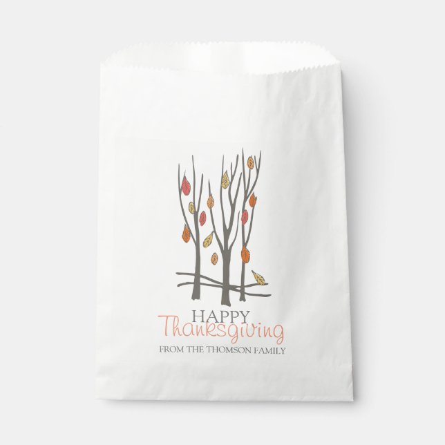Thanksgiving winter tree personalised gift bags (Front)