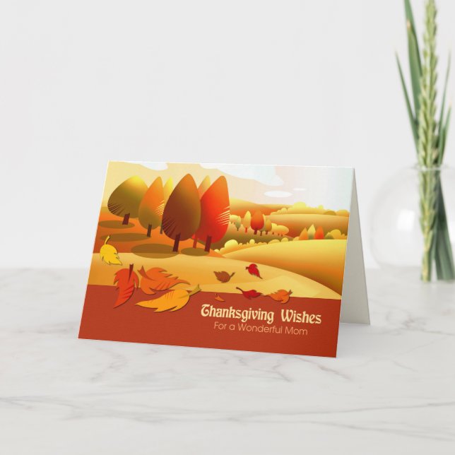 Thanksgiving Wishes for Mother. Autumn Scenery Holiday Card (Front)