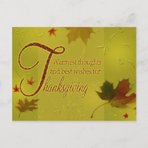 Thanksgiving Wishes Typography Leaves - Postcard
