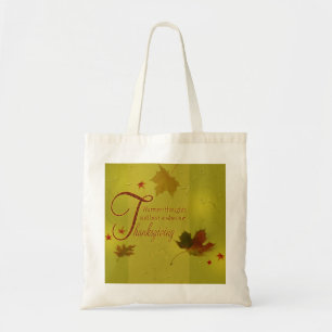 Thanksgiving Wishes Typography Leaves Tote Bag