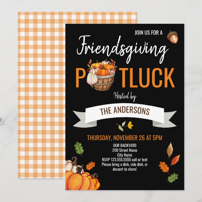 Thanksgiving with Friends Potluck Invitation (Front/Back)