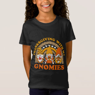 Thanksgiving With My Gnomies Autumn Gnomes Leopard T-Shirt