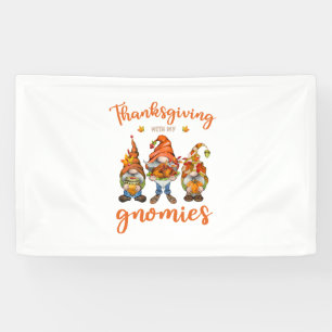 Thanksgiving With My Gnomies Autumn Gnomes Turkey Banner