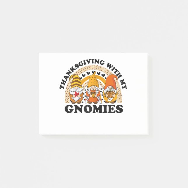 Thanksgiving With My Gnomies Funny Pumpkin Autumn Post-it Notes (Front)