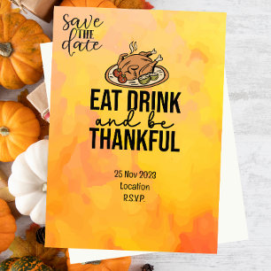 Thanksgiving with Turkey save the date invitation