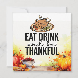 Thanksgiving with turkey thank you card