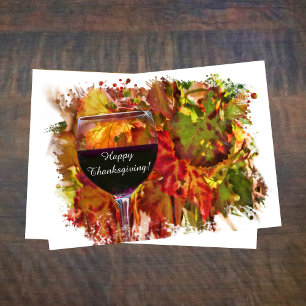 Thanksgiving with Wine Fall Vineyard Fun Holiday Card