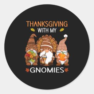 Thanksgiving Women Gnome Fall Leopard Turkey Men G Classic Round Sticker